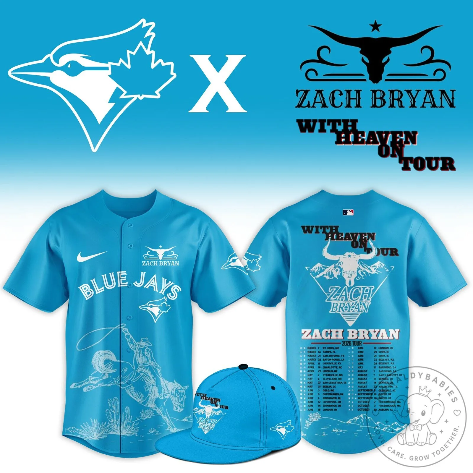 .T.Blue Jays x Zach Bryan With Heaven On Tour Jersey NN 2 .T.Blue Jays x Zach Bryan With Heaven On Tour Jersey NN