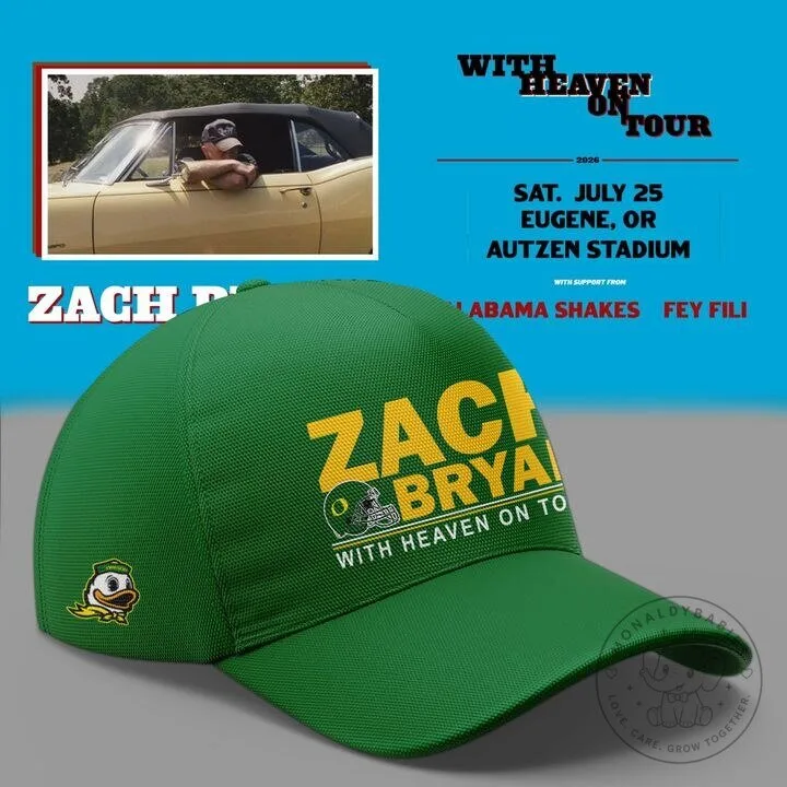 Oregon Ducks Baseball Cap Hat for Zach Bryan With Heaven On Tour 2026
