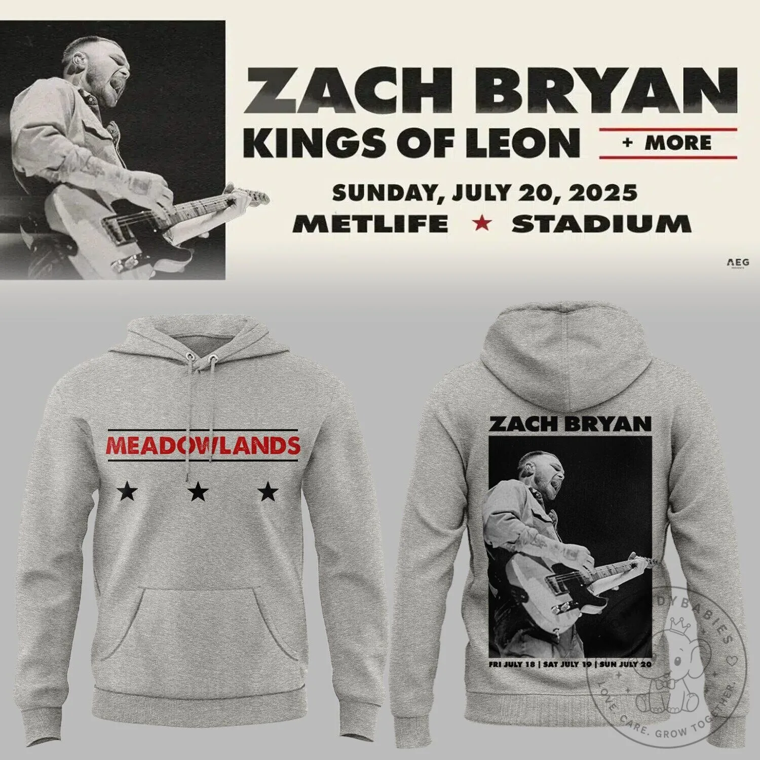 Zach Bryan MetLife Stadium Concert Tour 2025 Gray Hoodie 1 Zach Bryan MetLife Stadium Concert Tour 2025 Gray Hoodie