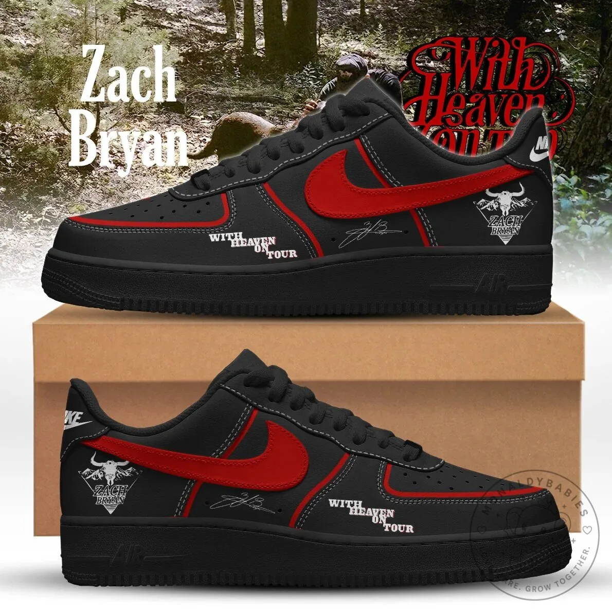 Zach Bryan With Heaven On Tour Limited Edition Air Force One Shoes