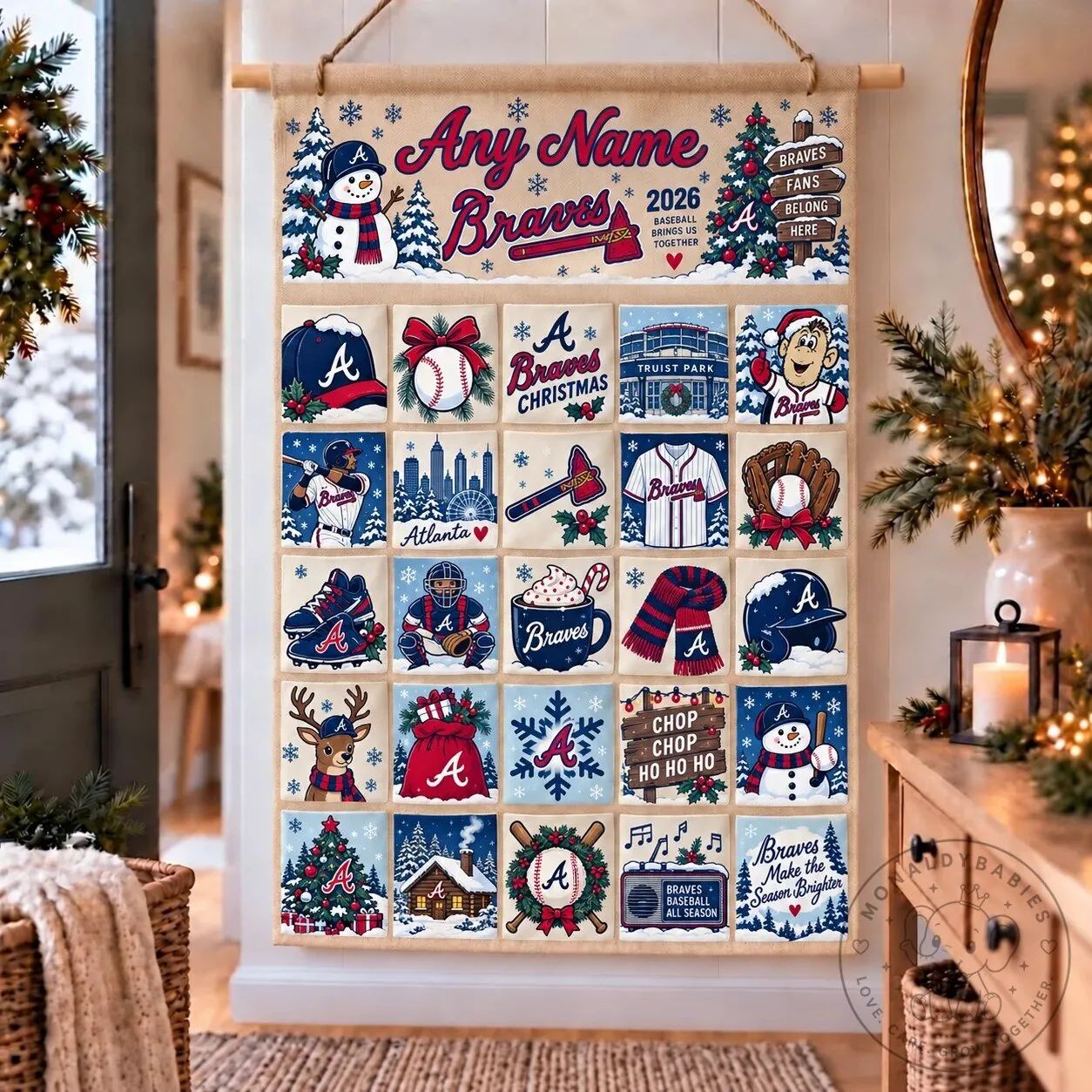 Atlanta Braves Christmas Custom Wall Advent Calendar