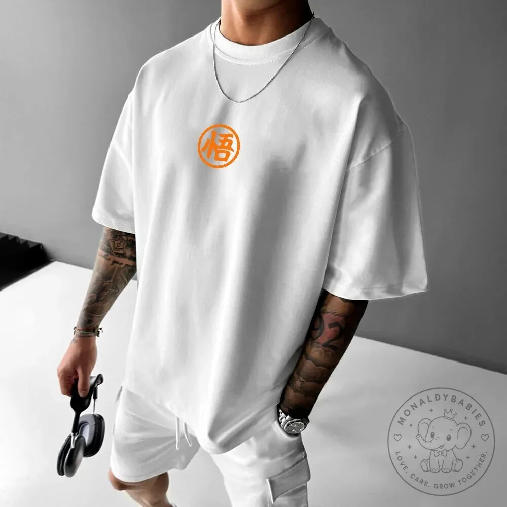 Dragon Ball Z Goku Kanji Symbol White Oversized Graphic T-Shirt