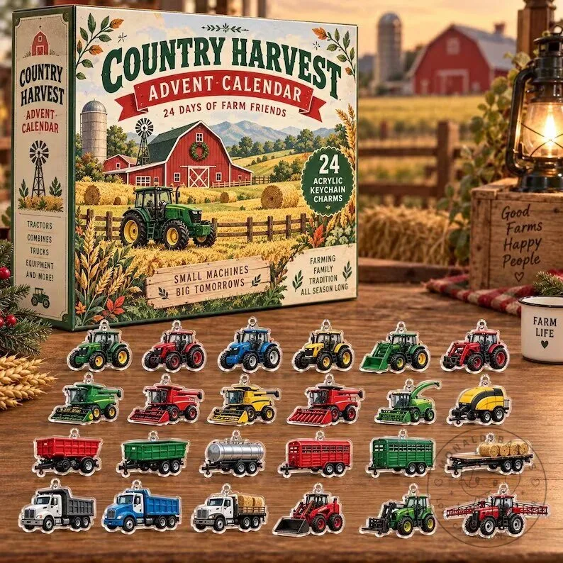 Country Harvest Farm Vehicles Advent Calendar with 24 Keychain Charms 2 Country Harvest Farm Vehicles Advent Calendar with 24 Keychain Charms