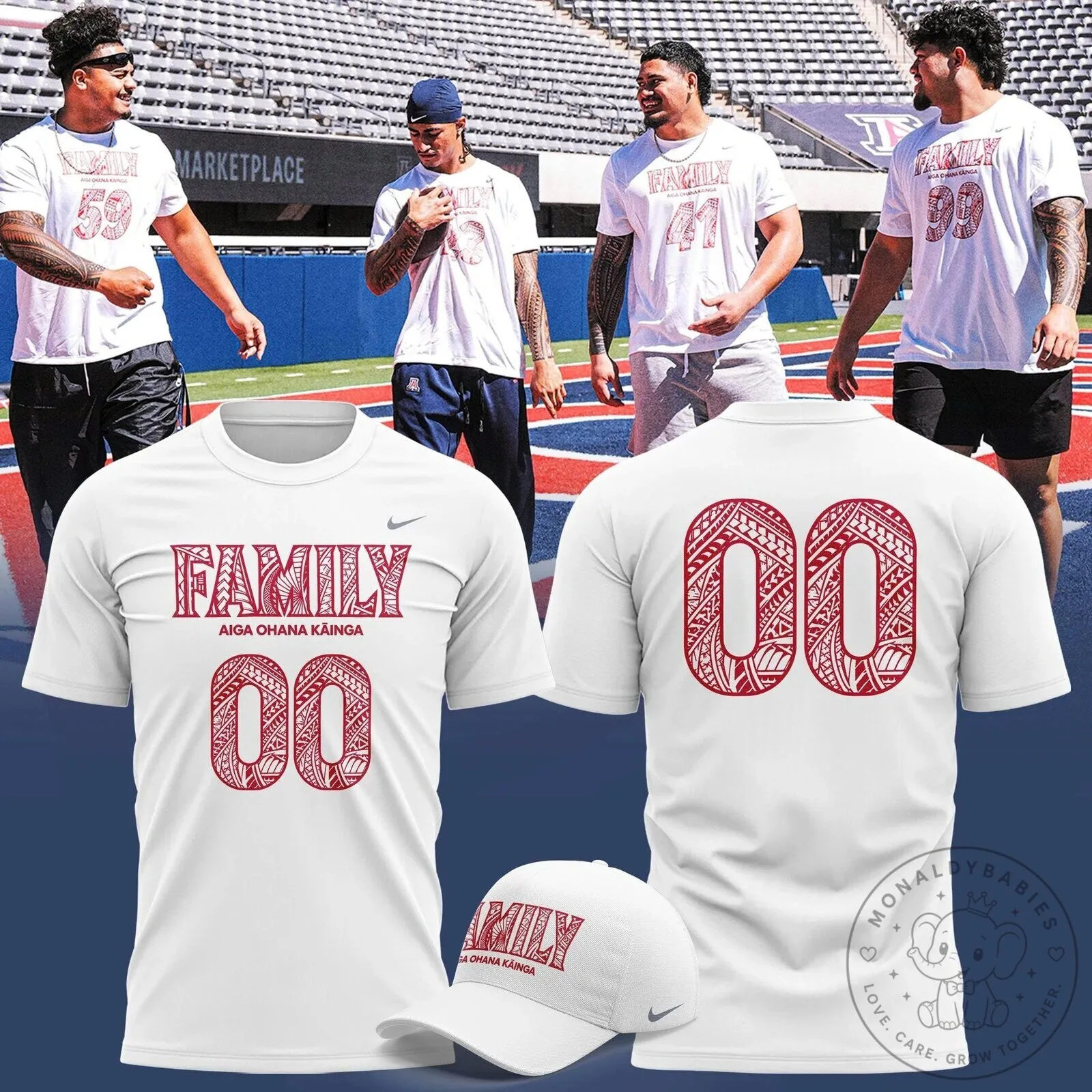 Arizona Wildcats Football Polynesian Heritage Family White T-Shirt