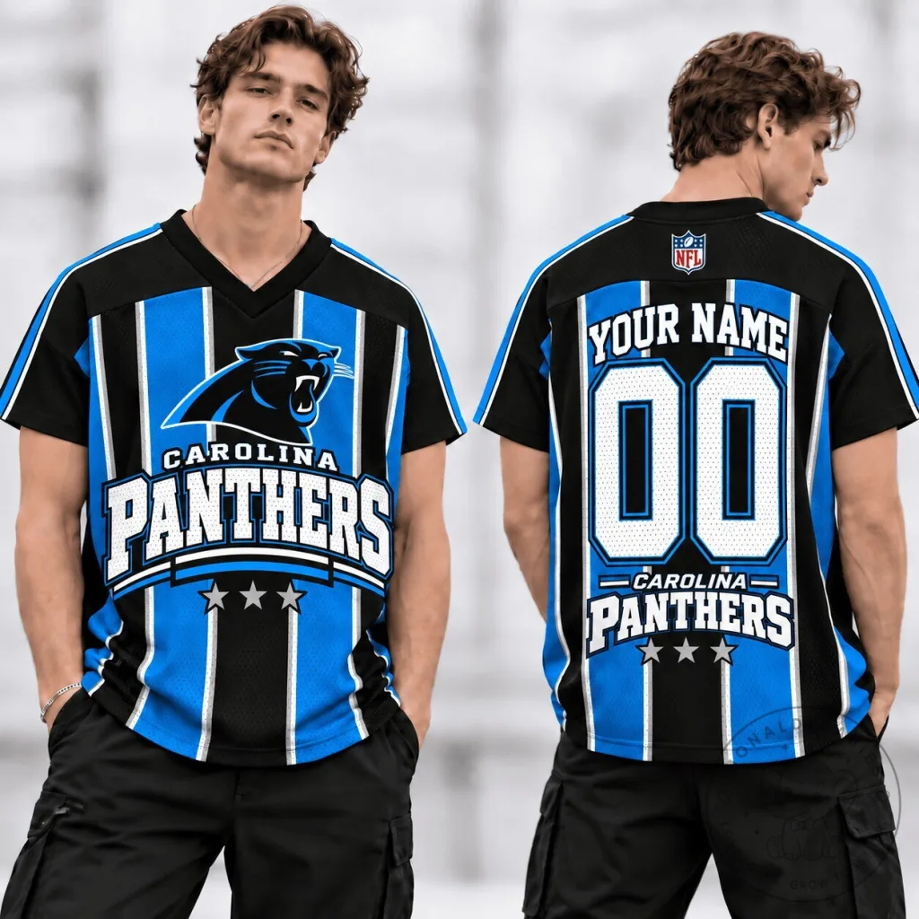 Carolina Panthers Personalized Blue Black and White NFL Football Jersey Carolina Panthers Personalized Blue Black and White NFL Football Jersey