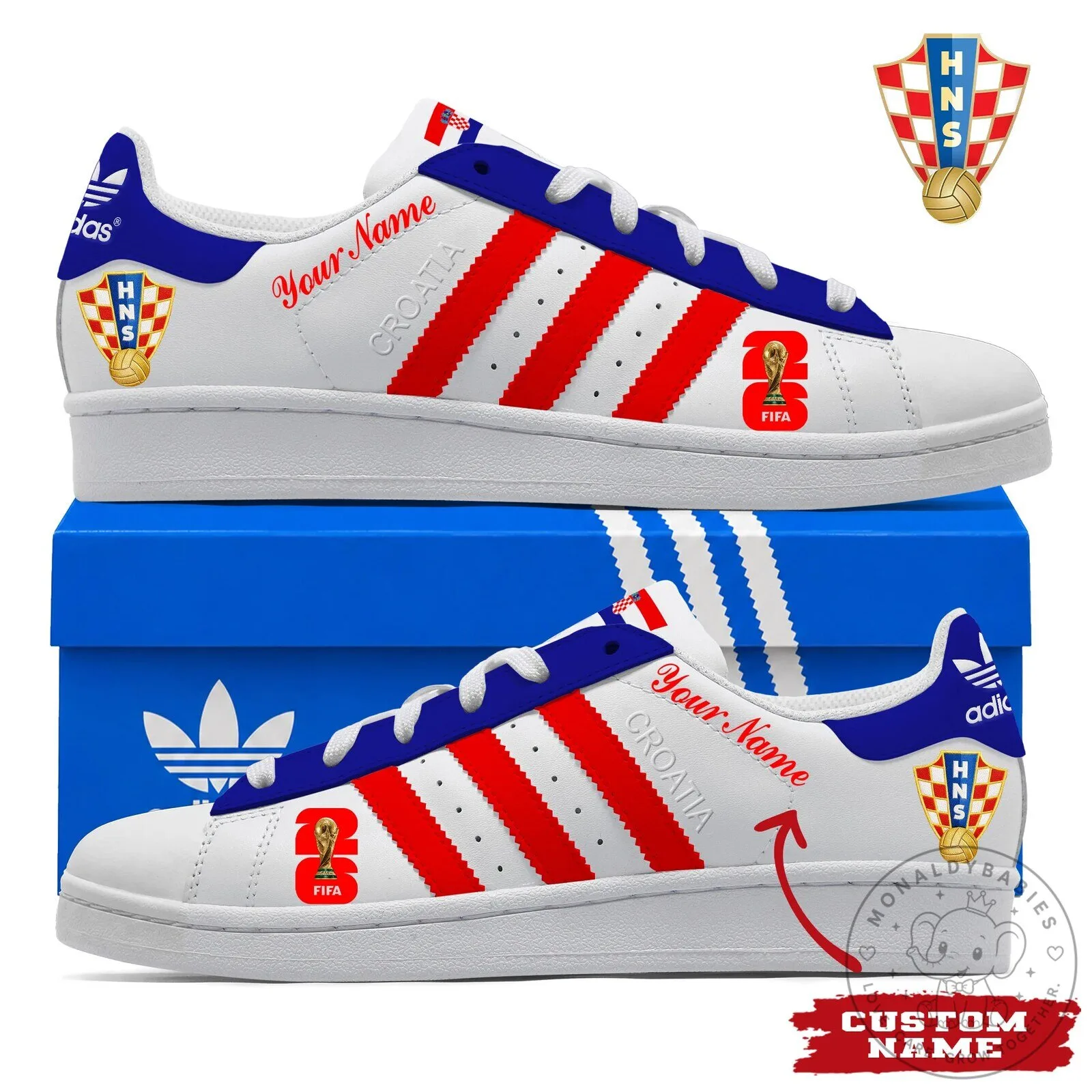 Croatia Football Team Custom Name White Stan Smith Shoes