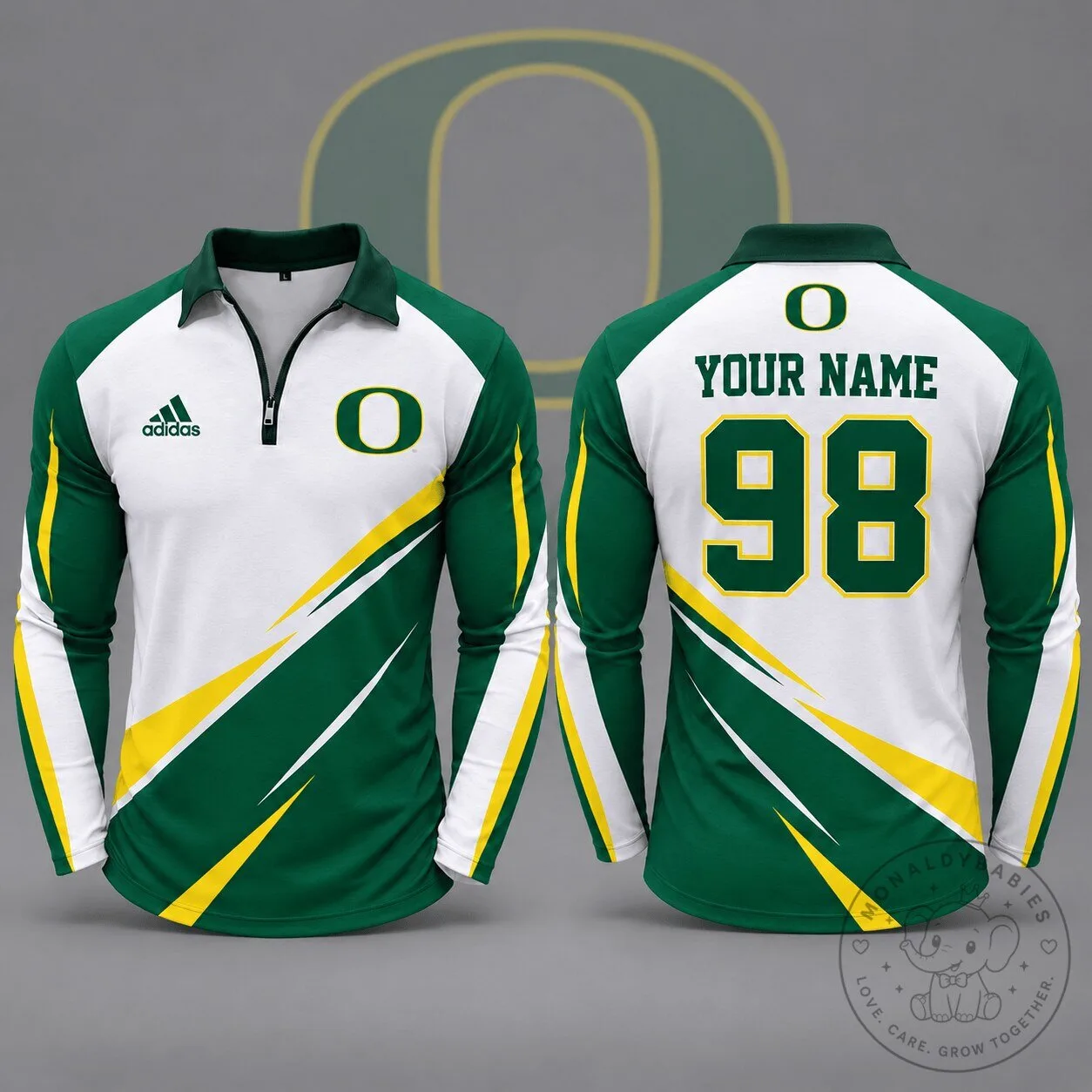 Oregon Ducks NCAA Personalized Name Number Dynamic Strike Quarter Zip Long Sleeve Polo Shirt