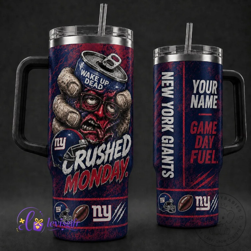 New York Giants NFL Crushed Monday Wake Up Dead Personalized Tumbler
