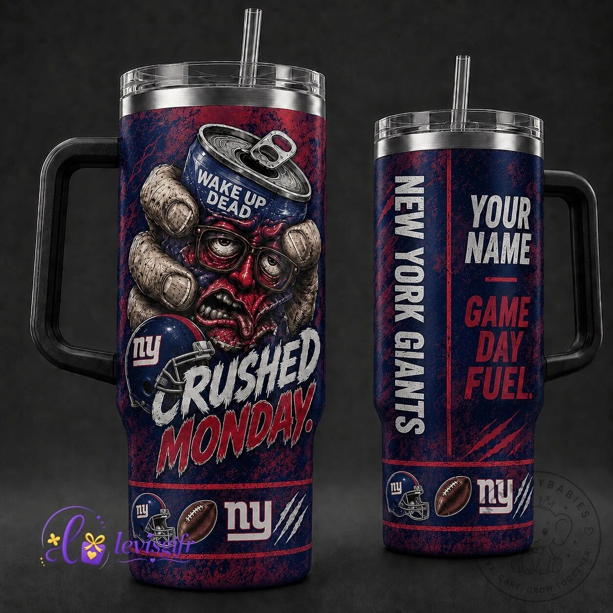 New York Giants NFL Crushed Monday Wake Up Dead Personalized Tumbler