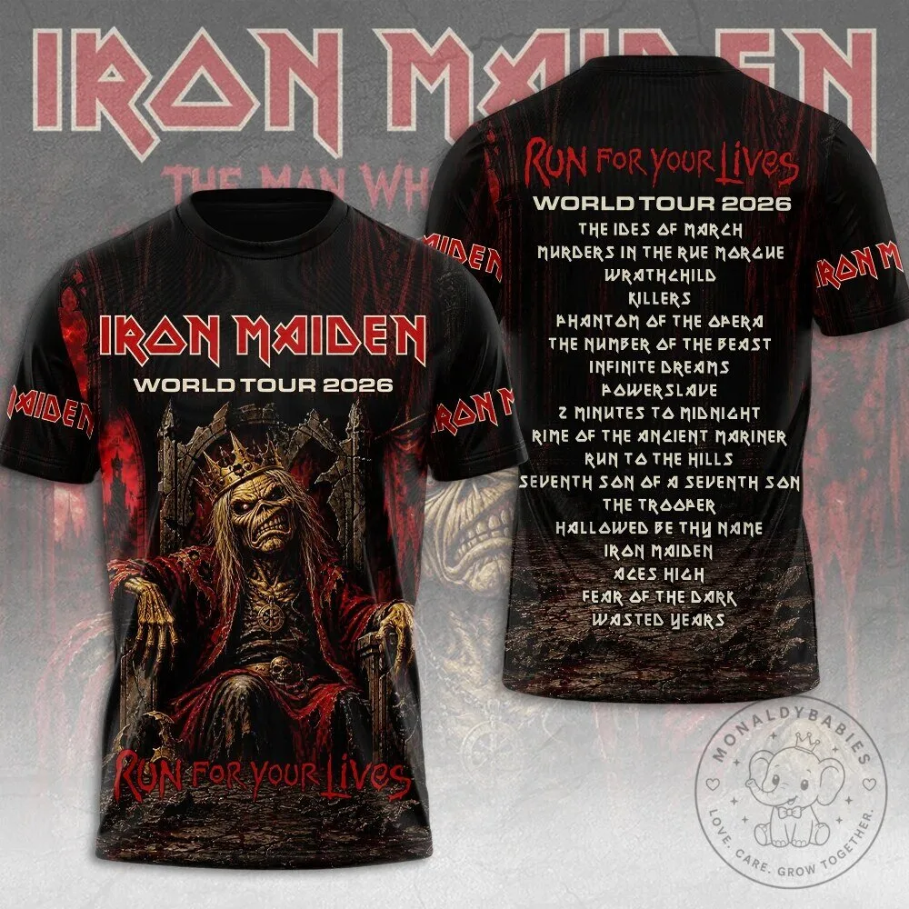 Run For Your Lives Album Art T-Shirt - Iron Maiden World Tour 2026