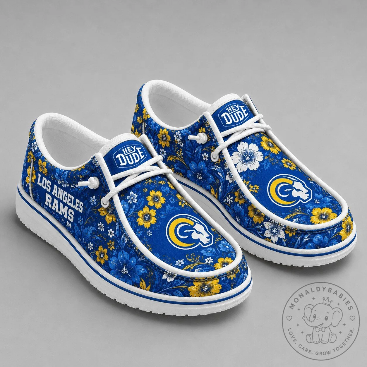 Los Angeles Rams Floral Pattern Comfortable Loafer Shoes