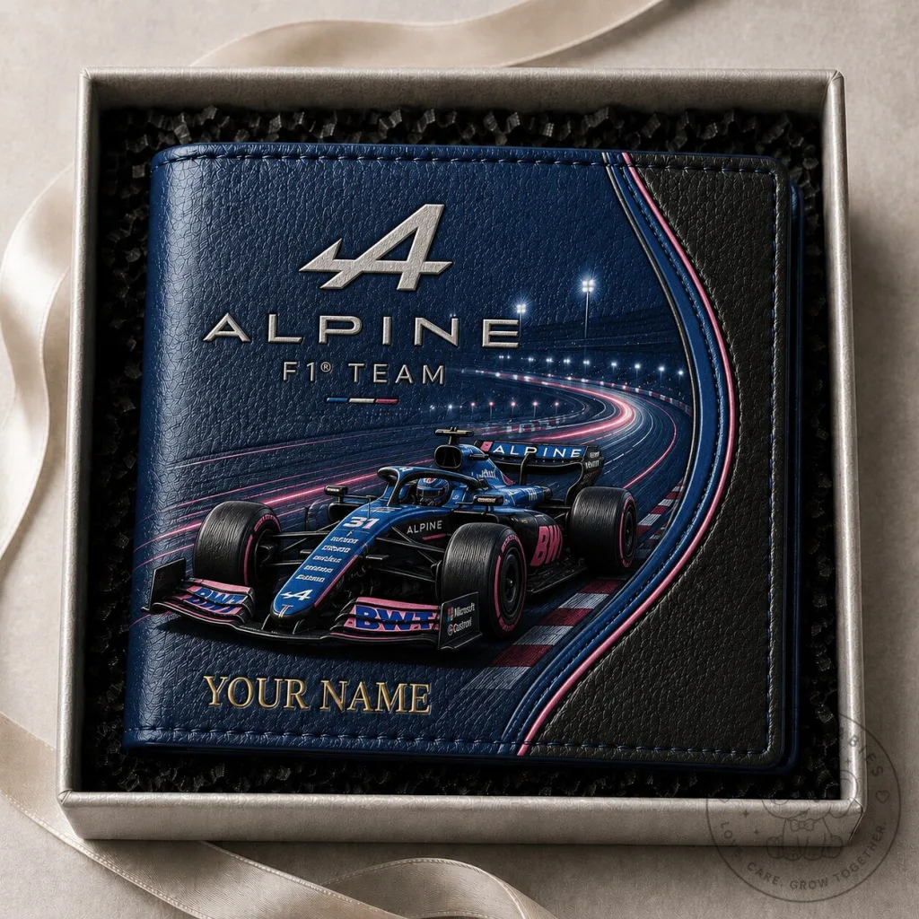 Alpine Formula One Racing Team Personalized Leather Wallet
