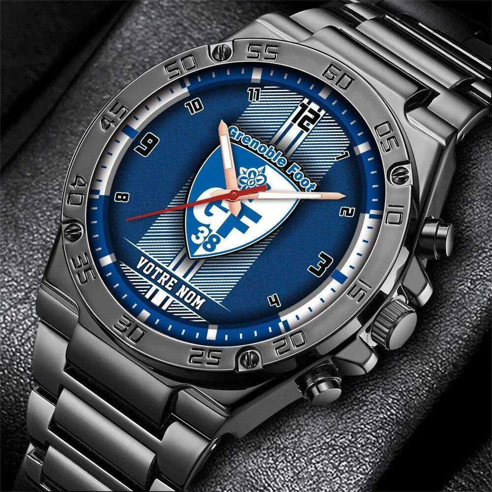 Grenoble Foot 38 Football Club Logo Stainless Steel Watch