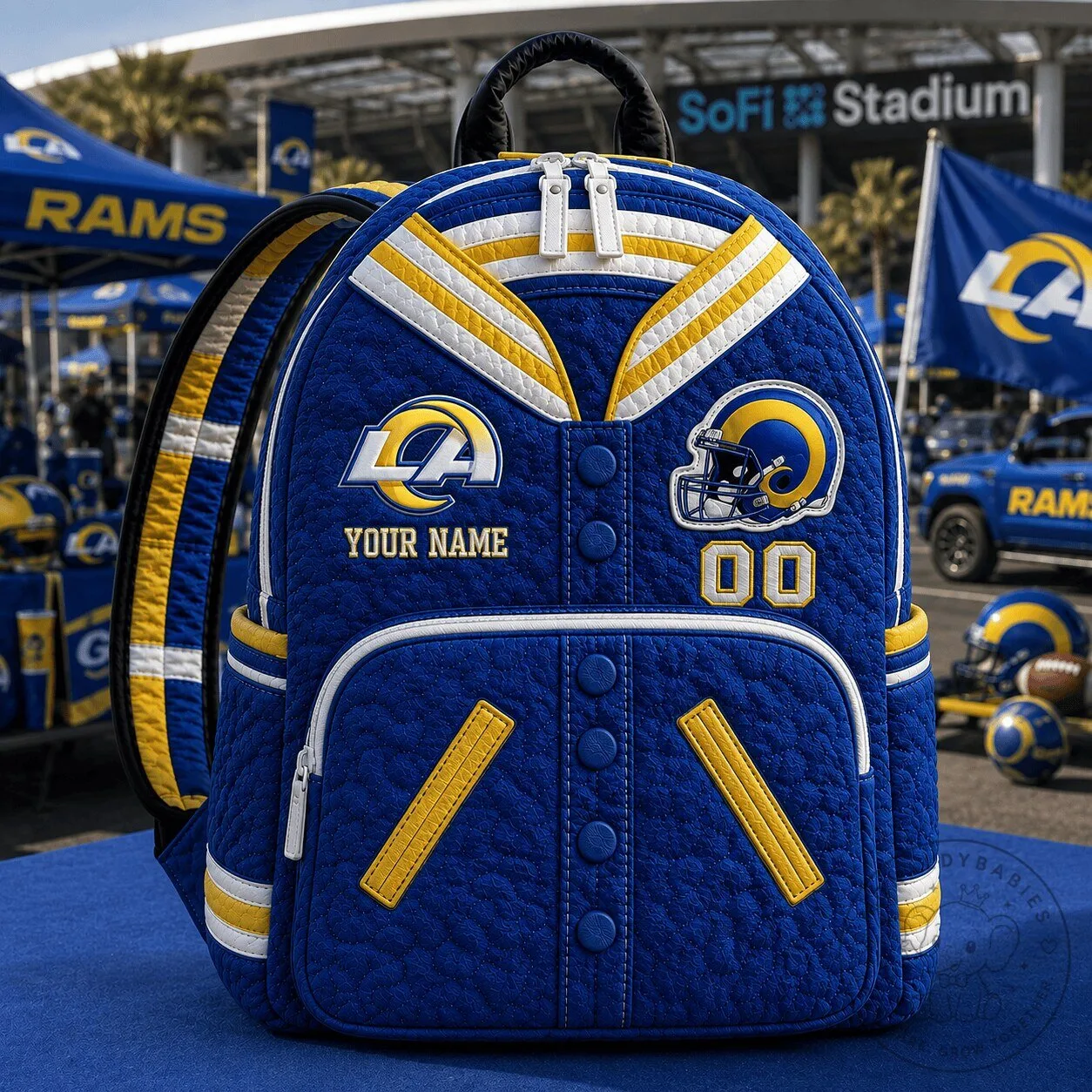 Los Angeles Rams Varsity Quilted Backpack 1 Los Angeles Rams Varsity Quilted Backpack