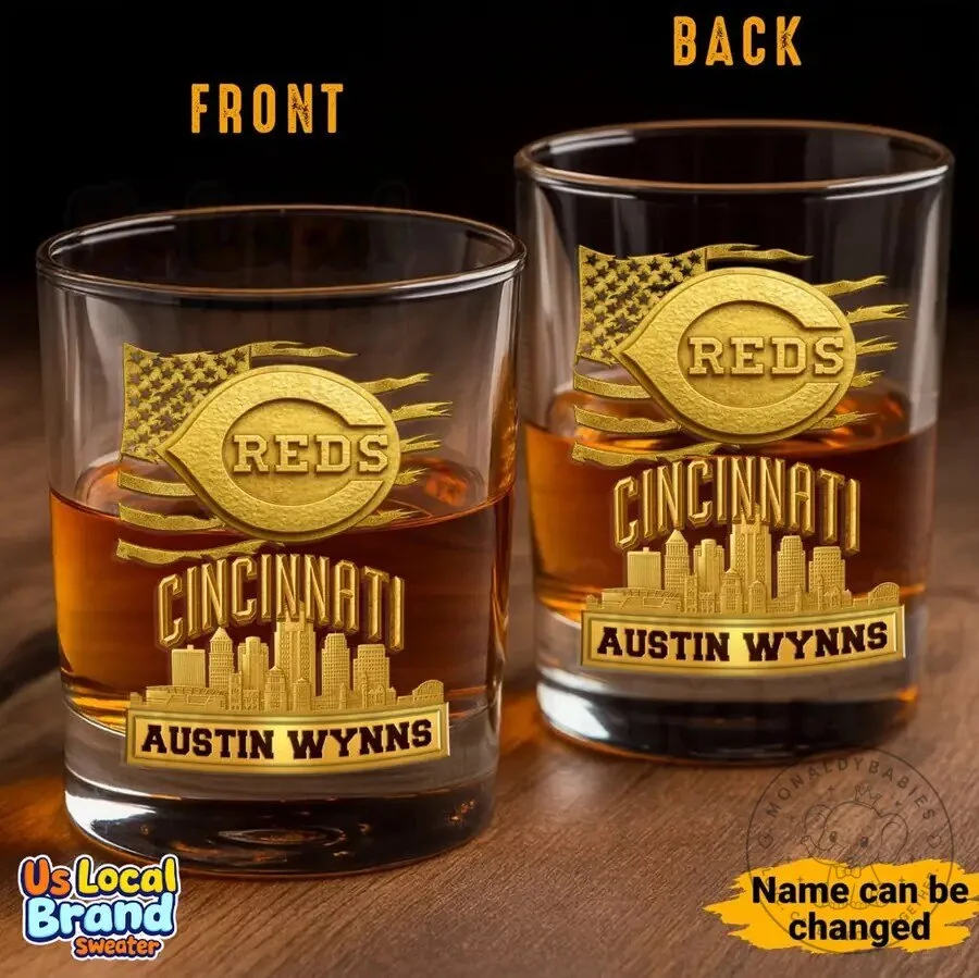 Cincinnati Reds Major League Baseball Custom Whiskey Glass with Name 8 Cincinnati Reds Major League Baseball Custom Whiskey Glass with Name