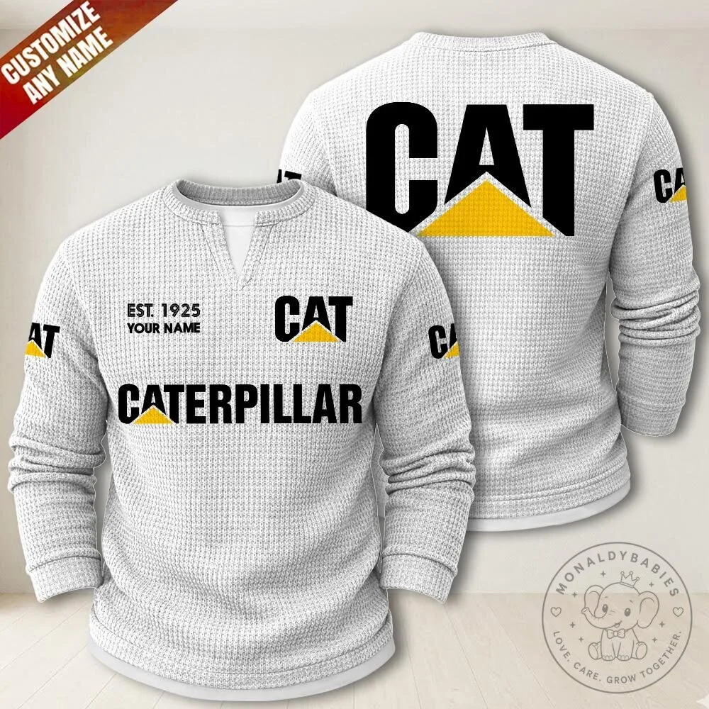 Caterpillar Construction Equipment Logo Waffle Knit Long Sleeve Shirt