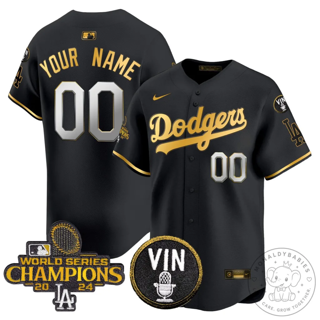 Los Angeles Dodgers 2024 World Series Champions Black Baseball Jersey Los Angeles Dodgers 2024 World Series Champions Black Baseball Jersey