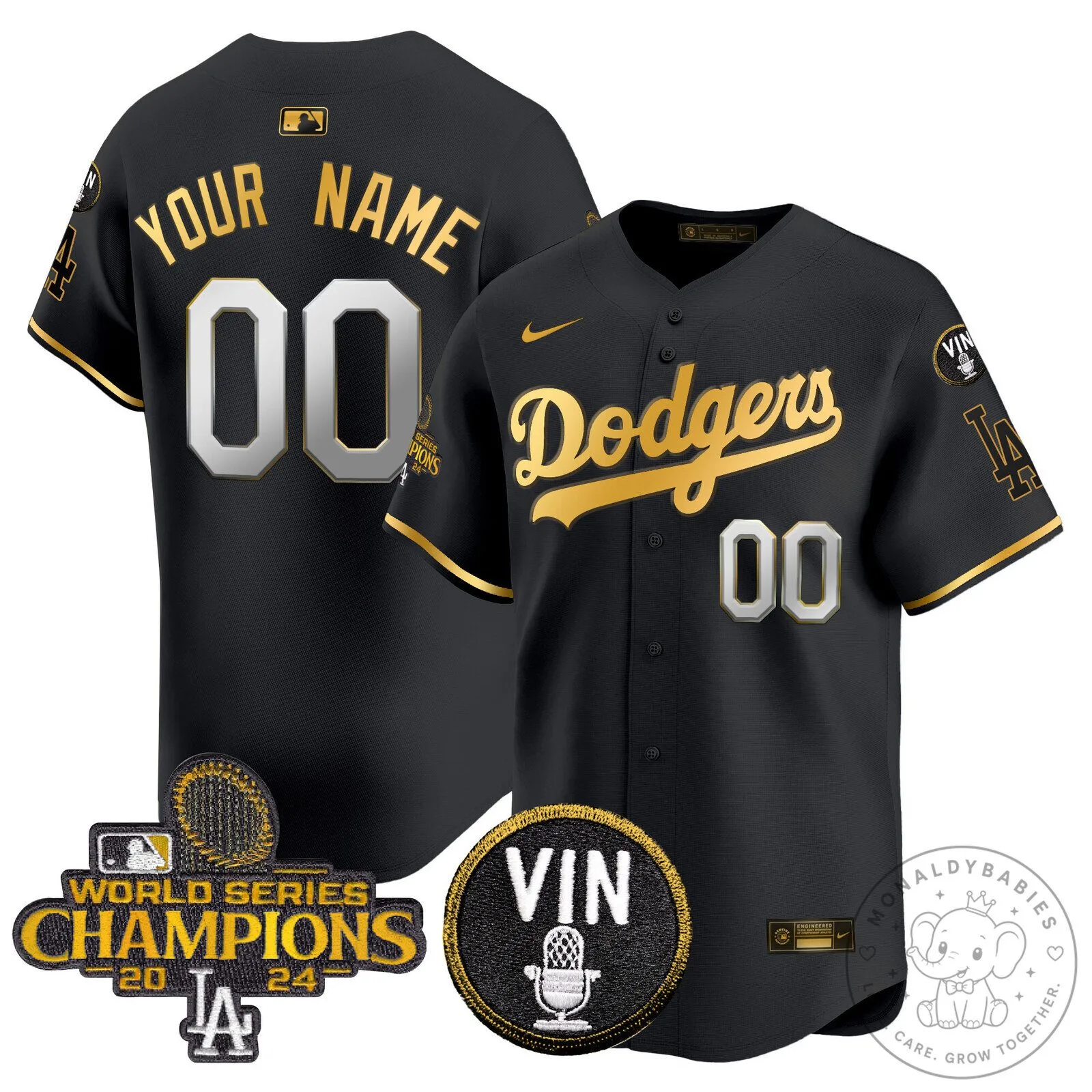Los Angeles Dodgers 2024 World Series Champions Black Baseball Jersey