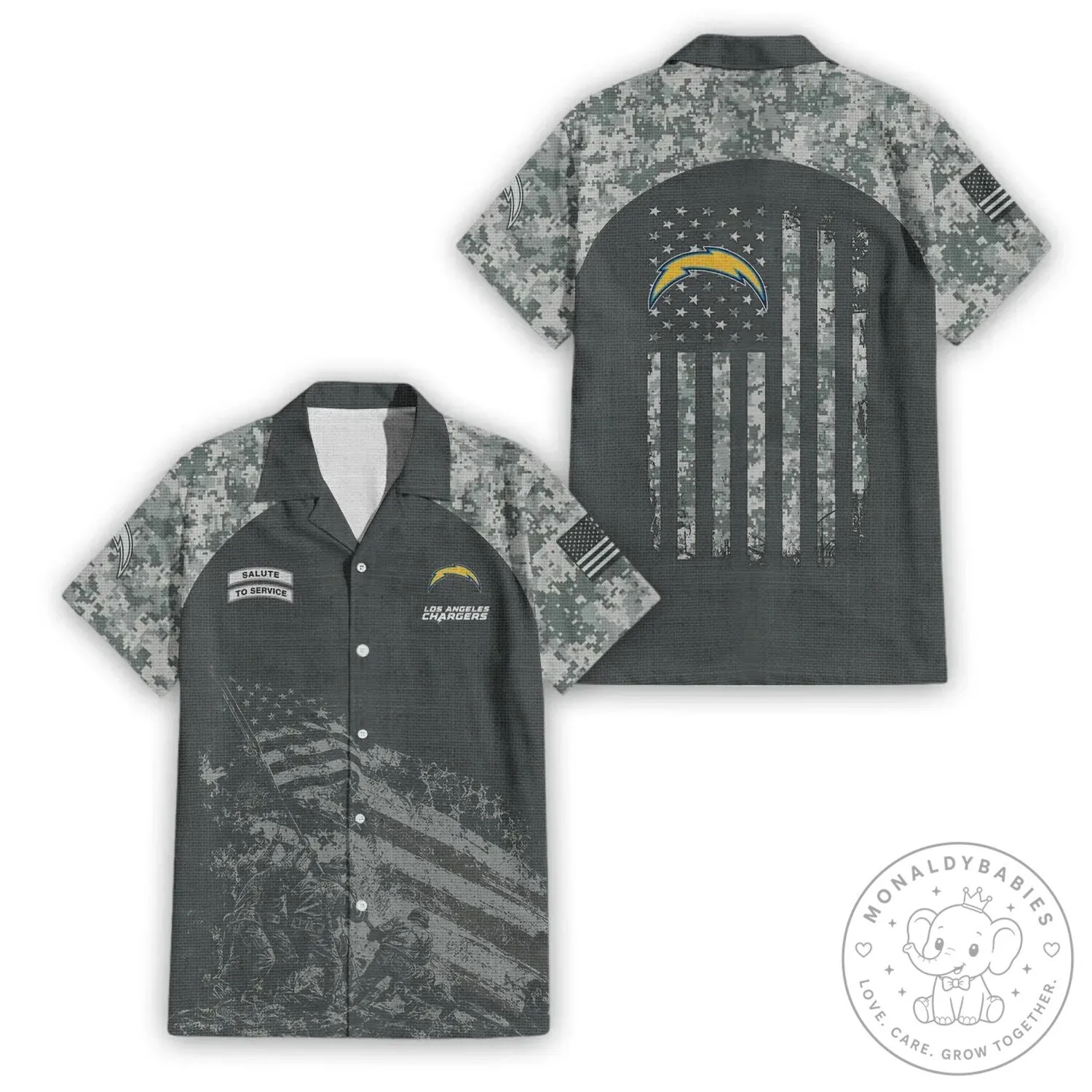Military Camouflage Hawaiian Shirt for Salute To Service by Los Angeles Chargers