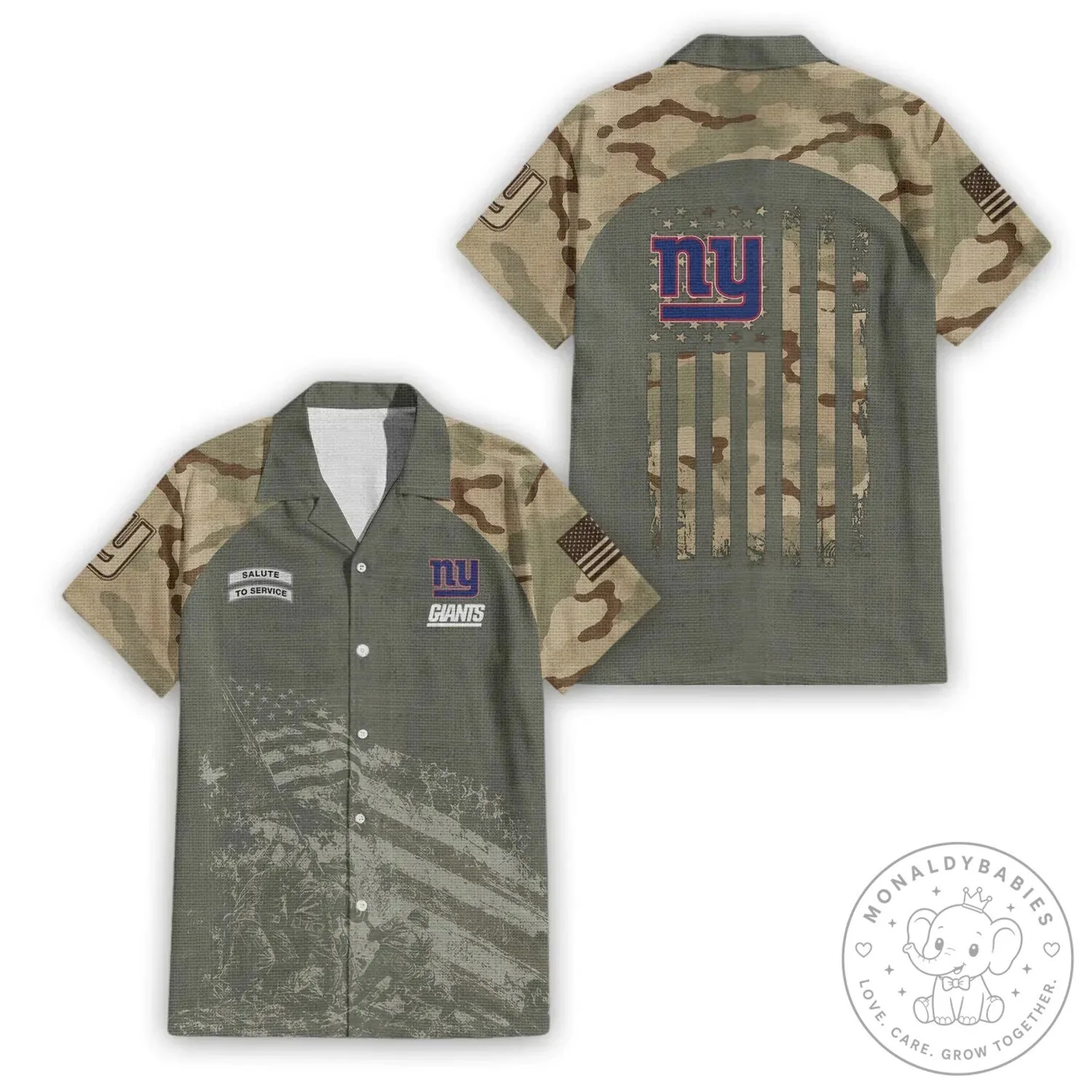 Hawaiian Shirt in Camouflage for New York Giants Salute To Service Fans