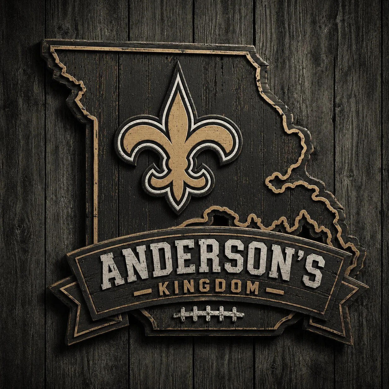 New Orleans Saints Personalized Missouri State Wooden Sign
