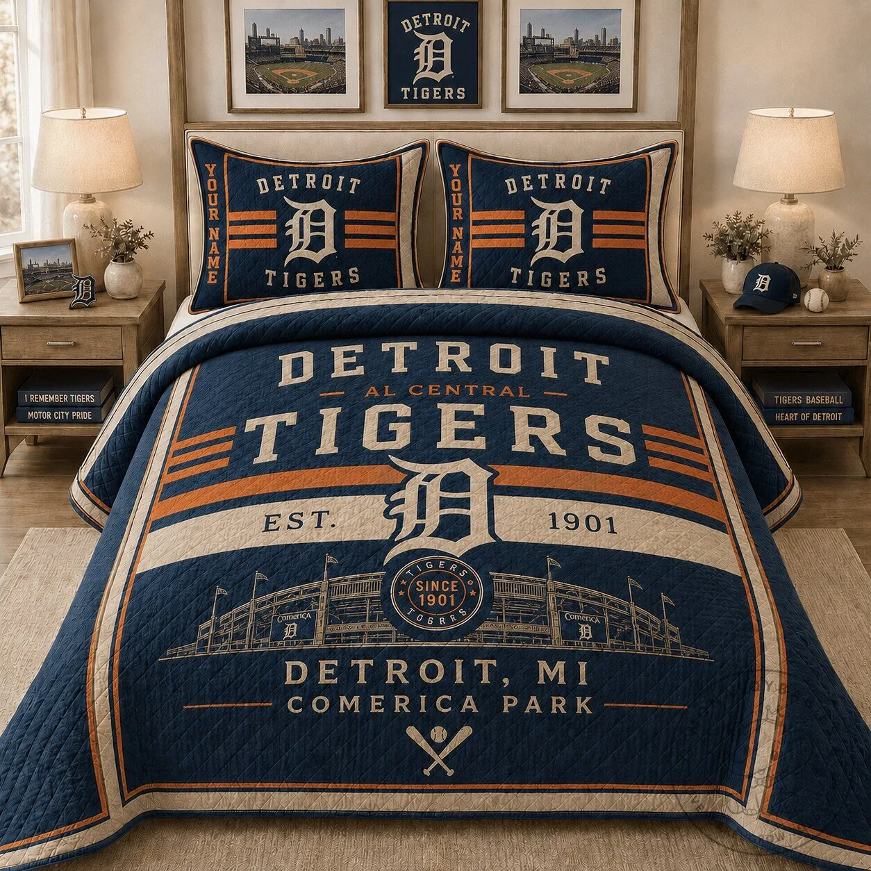 Detroit Tigers MLB Baseball Team Logo Comforter Bedding Set