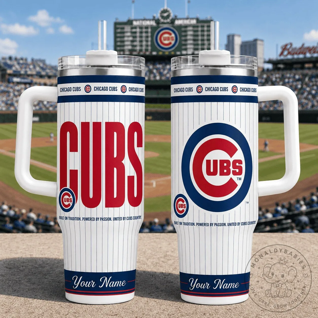 Chicago Cubs Baseball Team Personalized 40oz Stainless Steel Tumbler with Handle
