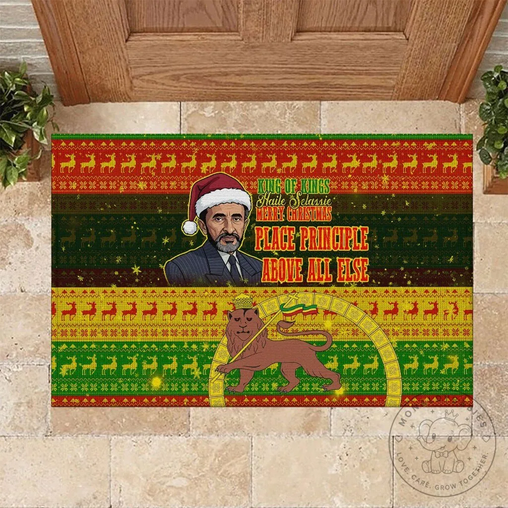 Haile Selassie King of Kings Lion of Judah Christmas Holiday Doormat