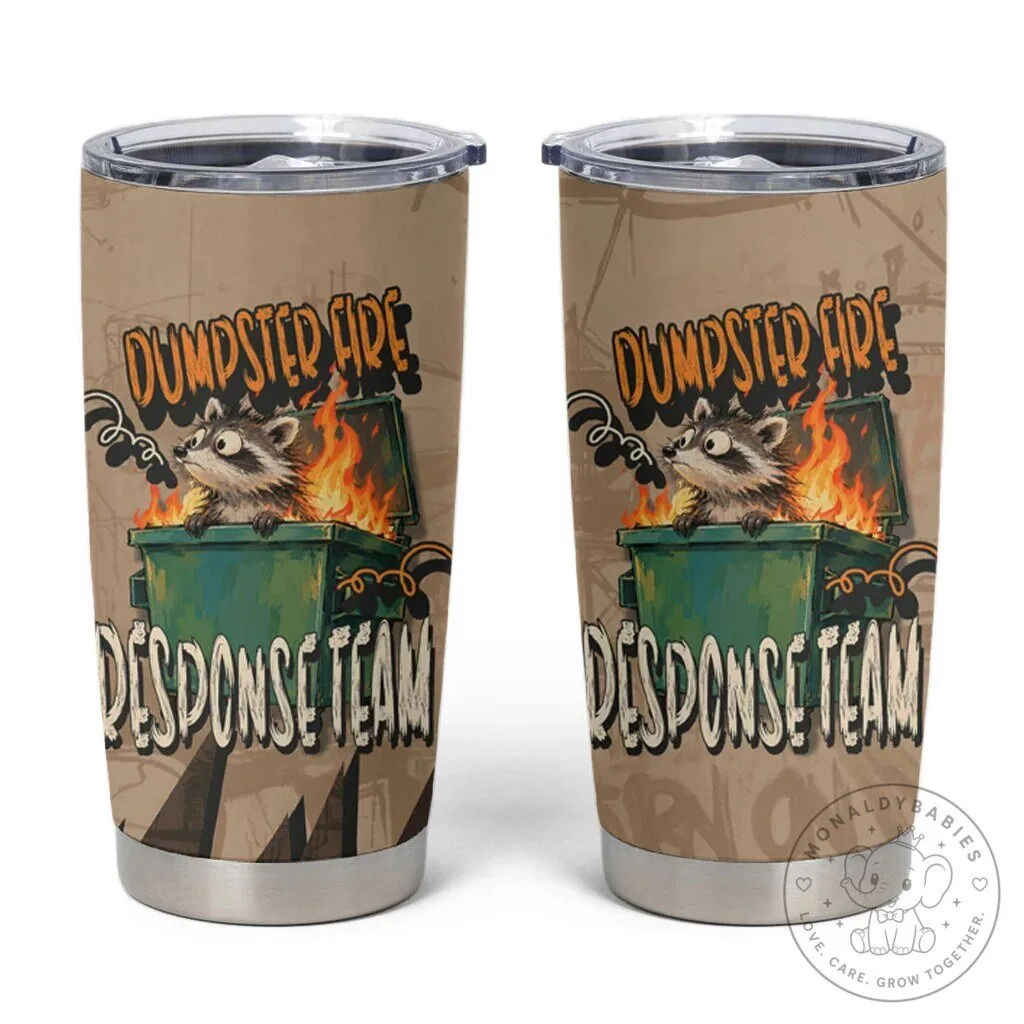Dumpster Fire Response Team Raccoon Funny Vintage Grunge Collage Tumbler