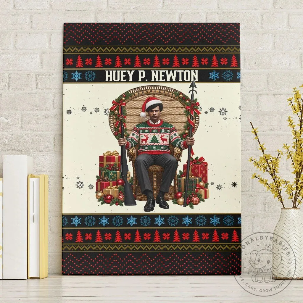 Huey P. Newton Black Panther Christmas Ugly Sweater Canvas Wall Art