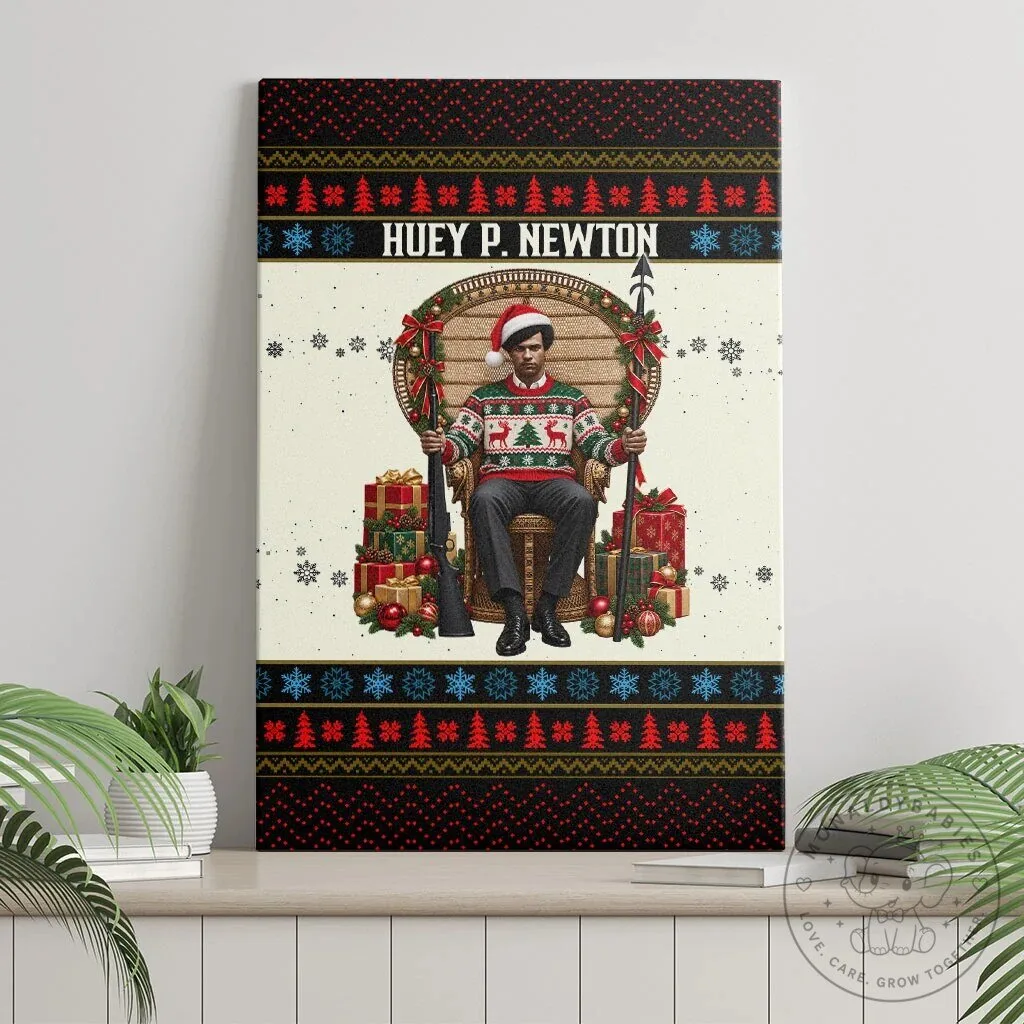 Huey P. Newton Black Panther Christmas Ugly Sweater Canvas Wall Art 8 Huey P. Newton Black Panther Christmas Ugly Sweater Canvas Wall Art