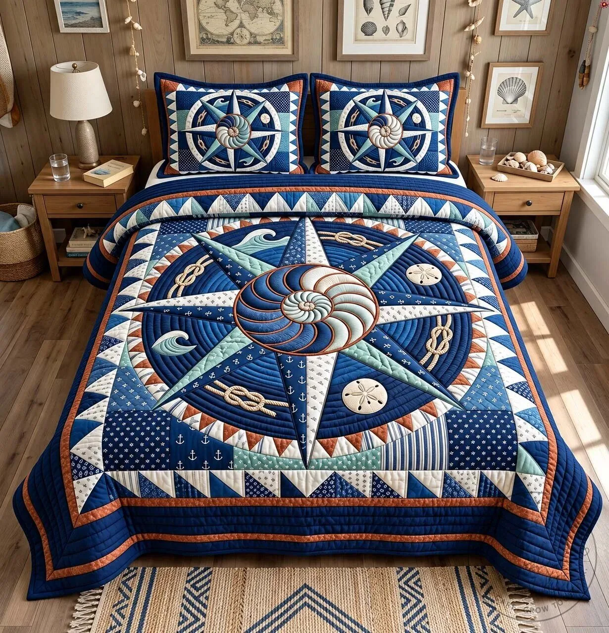 Lithuanian Vytis Christmas Holiday Area Rug 10 Nautical Shell Compass Quilted Bedding Set