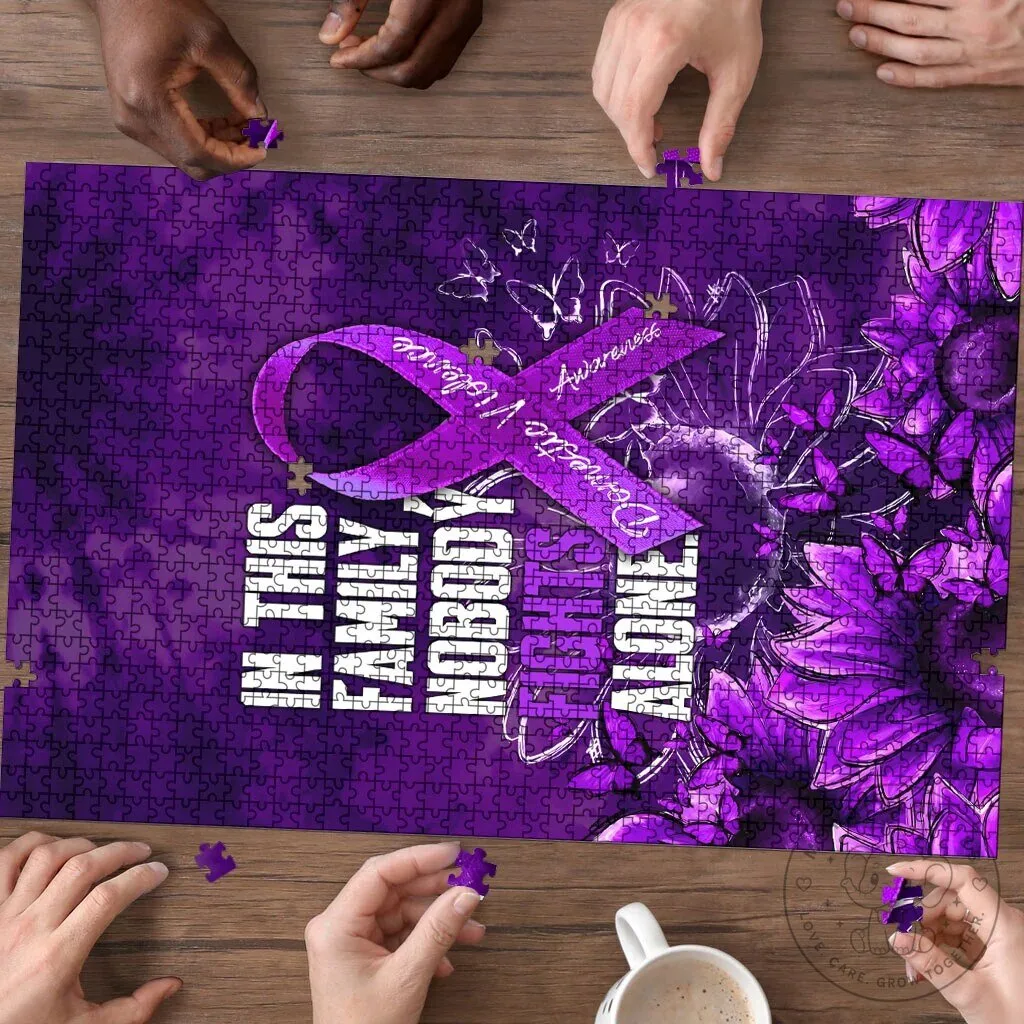 Domestic Violence Awareness Purple Ribbon Nobody Fights Alone Jigsaw Puzzle 6 Domestic Violence Awareness Purple Ribbon Nobody Fights Alone Jigsaw Puzzle