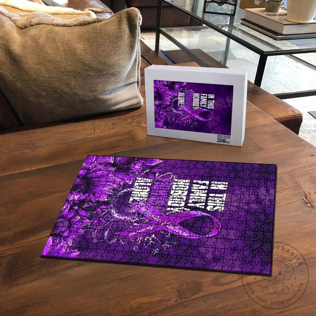Domestic Violence Awareness Purple Ribbon Nobody Fights Alone Jigsaw Puzzle 9 Domestic Violence Awareness Purple Ribbon Nobody Fights Alone Jigsaw Puzzle