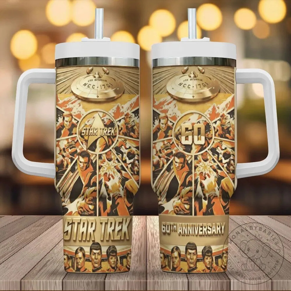 Star Trek 60th Anniversary Gold Character Art 40oz Stanley Tumbler 2 Star Trek 60th Anniversary Gold Character Art 40oz Stanley Tumbler