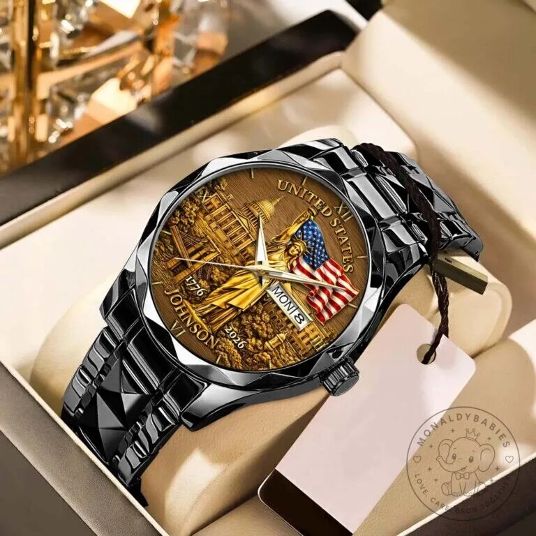 United States 250th Anniversary Black Stainless Steel Watch