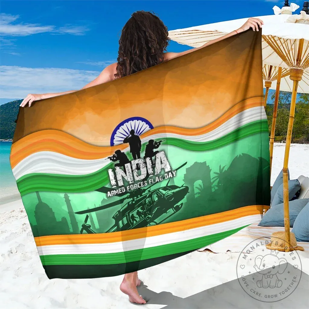 India Armed Forces Flag Day Patriotic Indian Military Beach Towel
