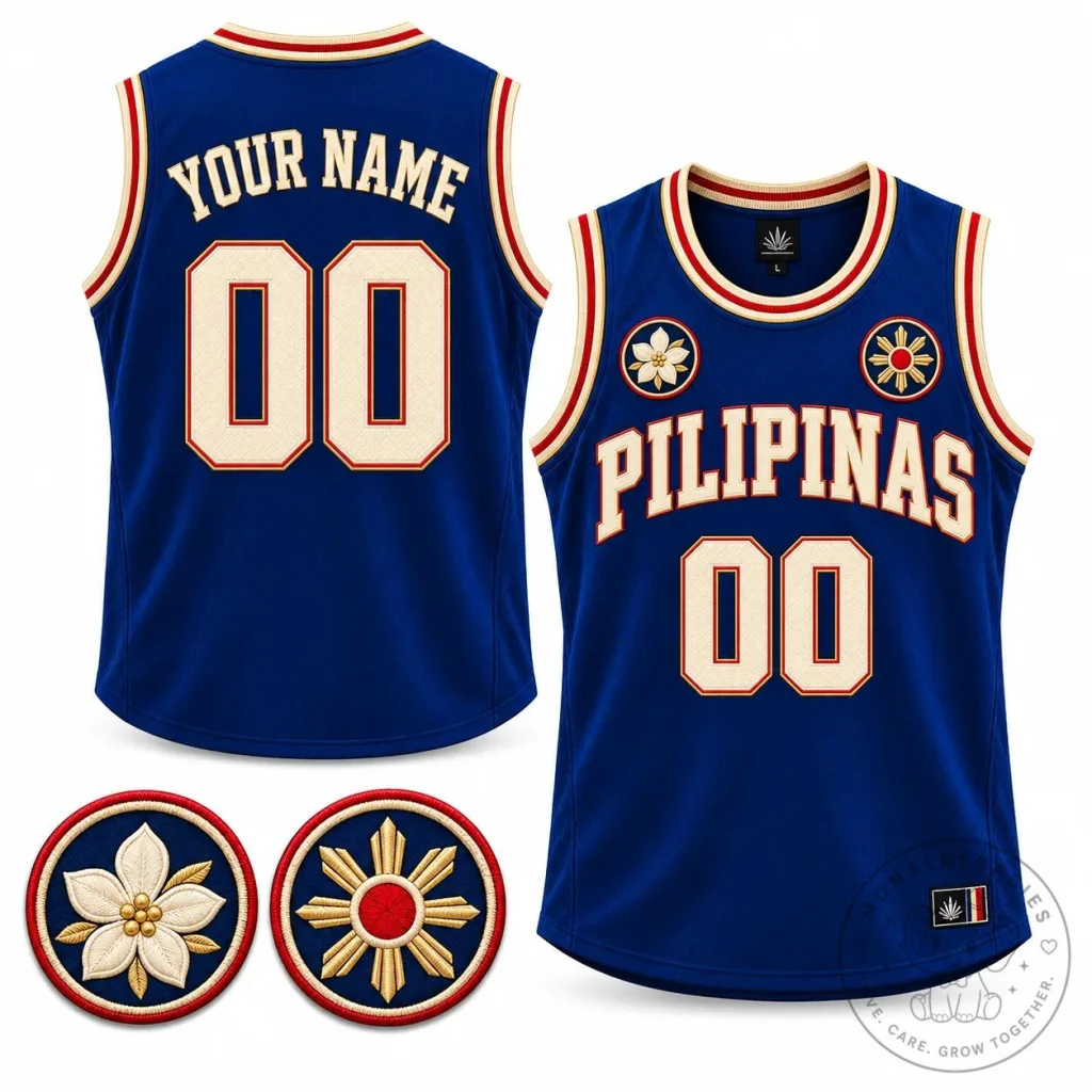 Pilipinas Heritage Custom Basketball Jersey with Philippine Sun and Sampaguita