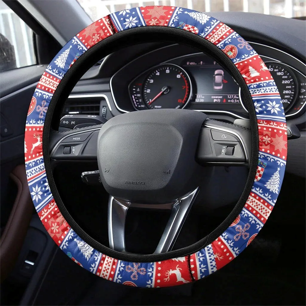 Christmas Holiday Fair Isle Pattern Car Steering Wheel Cover 7 Christmas Holiday Fair Isle Pattern Car Steering Wheel Cover