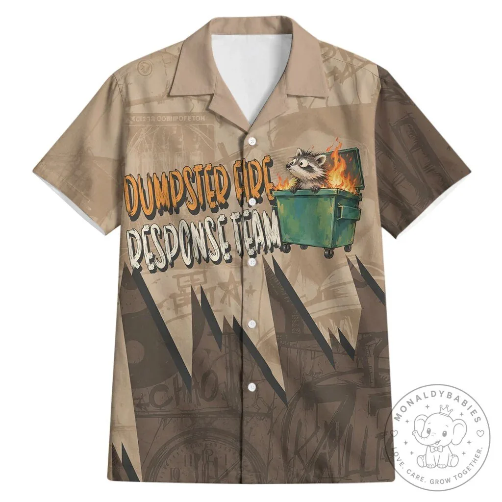 Dumpster Fire Response Team Funny Raccoon Cartoon Vintage Grunge Hawaiian Shirt