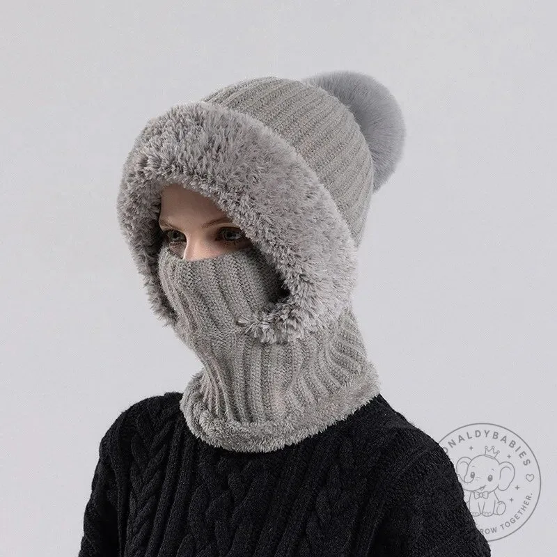 White Knit Beanie Hat with Faux Fur Lining and Pom-Pom 15 White Knit Beanie Hat with Faux Fur Lining and Pom-Pom
