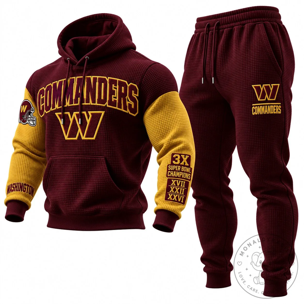 Washington Commanders Football Team Waffle Knit Hoodie Sweatshirt