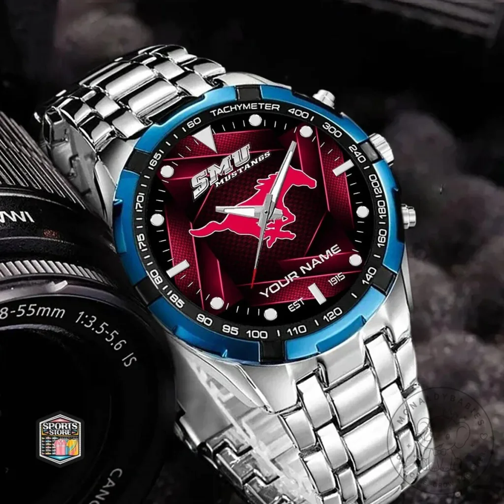 Southern Methodist University Mustangs Custom Name Starry Night Luxury Watch