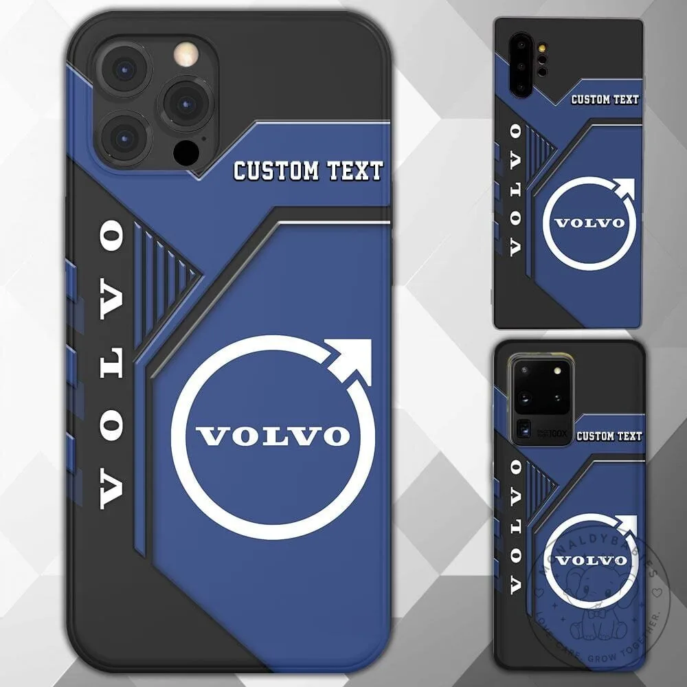 Volvo Custom Name Car Logo Blue and Black Pattern Phone Case