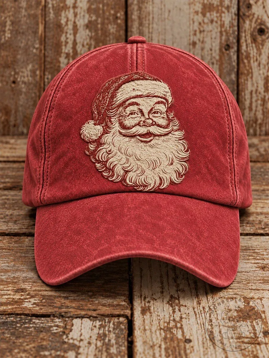 Vintage Santa Claus Christmas Embroidered Baseball Cap Hat