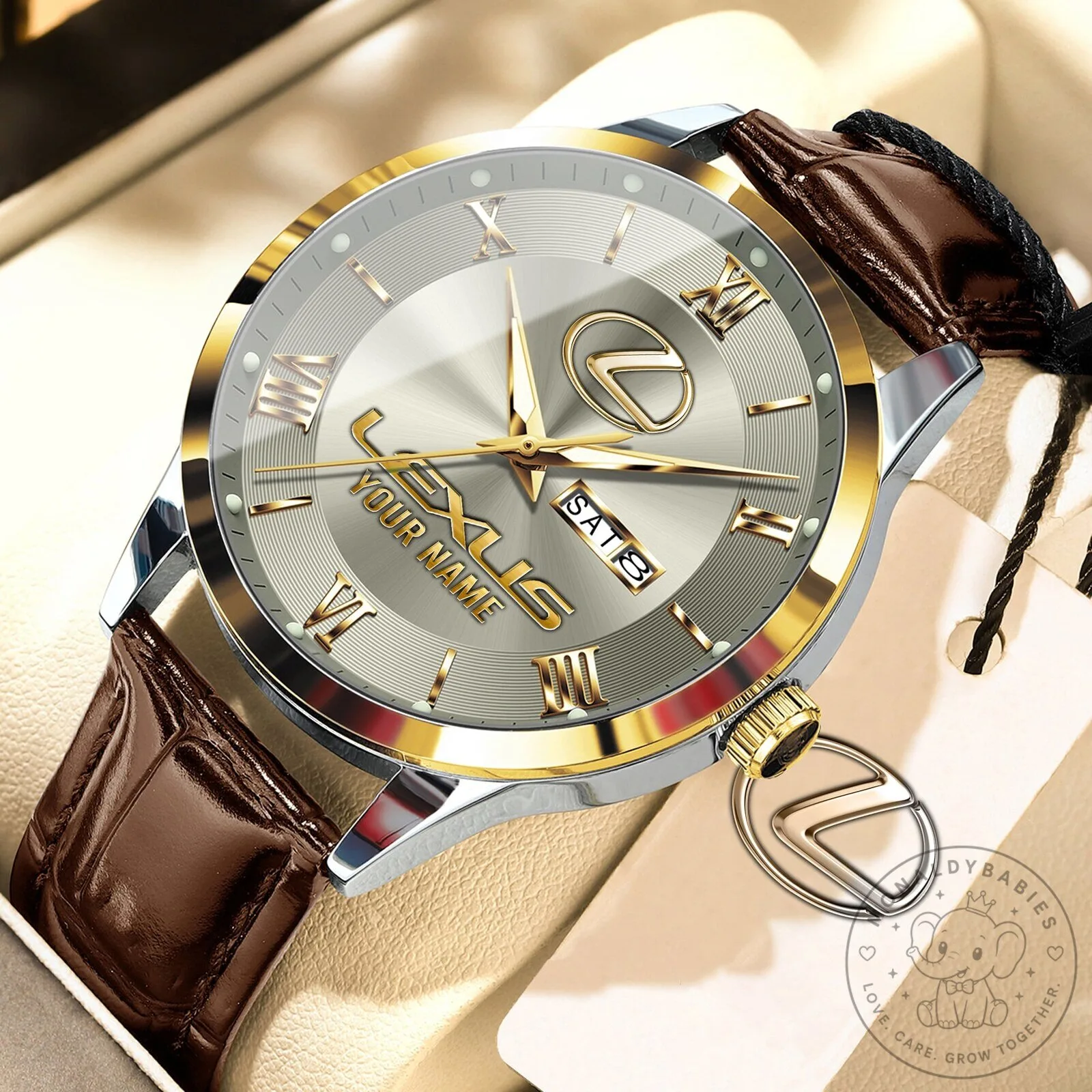 Lexus Custom Name Elegant Fashion Design Leather Men's Watch