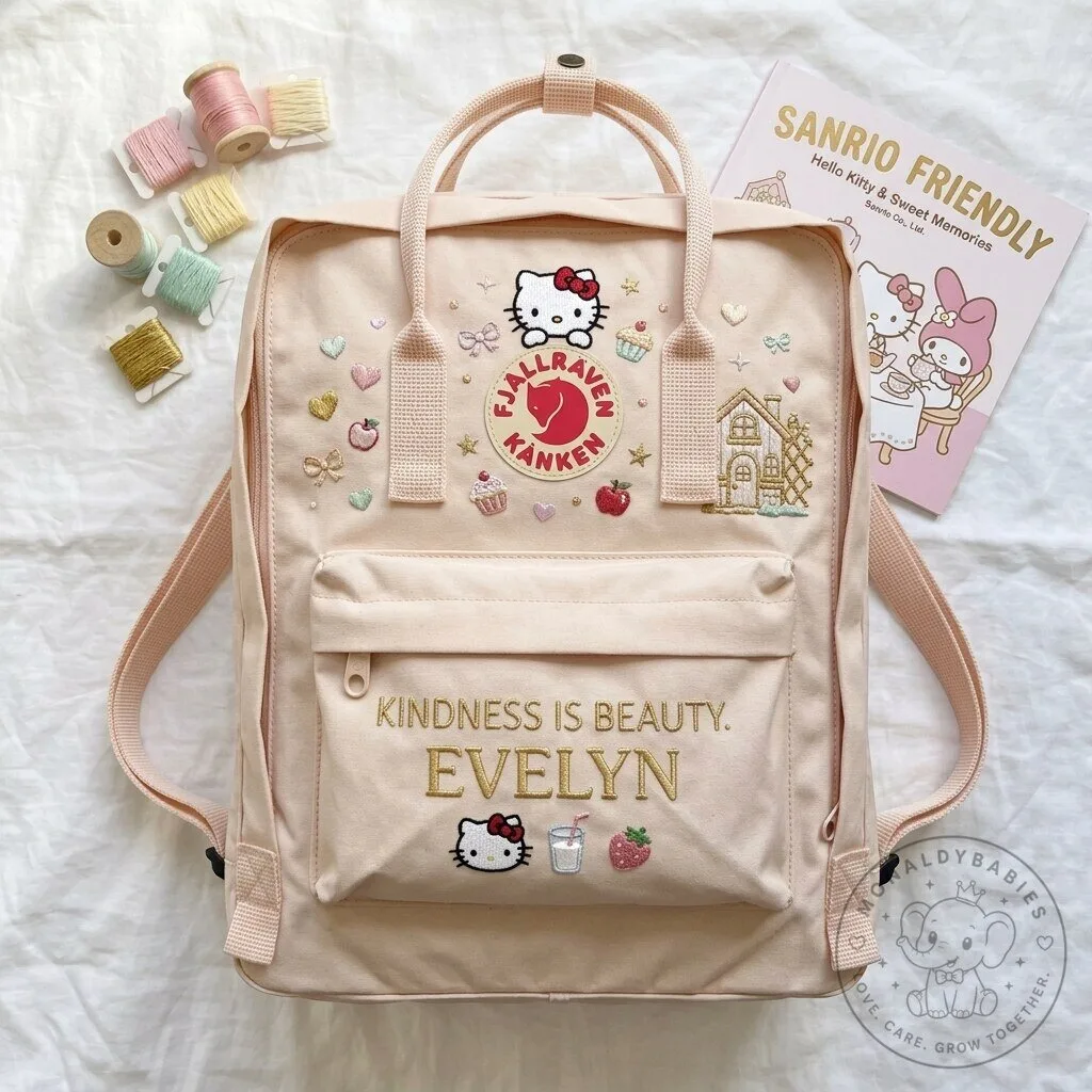 Hello Kitty Fjallraven Kanken Hand-Embroidered Personalized Backpack