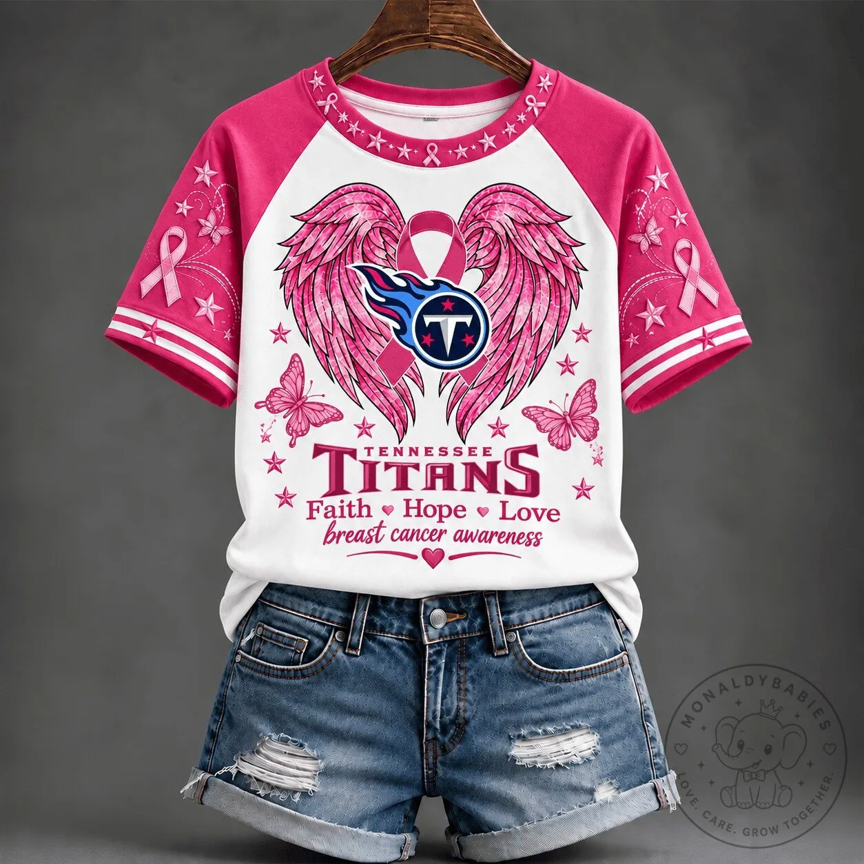 Tennessee Titans Faith Hope Love Breast Cancer Awareness T-Shirt