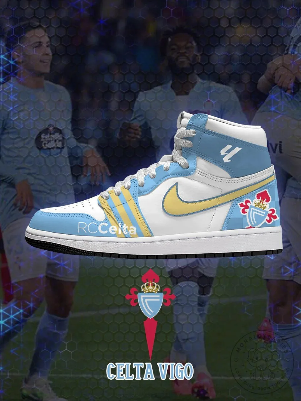 Celta Vigo La Liga Sky Blue and White High-Top Sneakers 5 Celta Vigo La Liga Sky Blue and White High-Top Sneakers