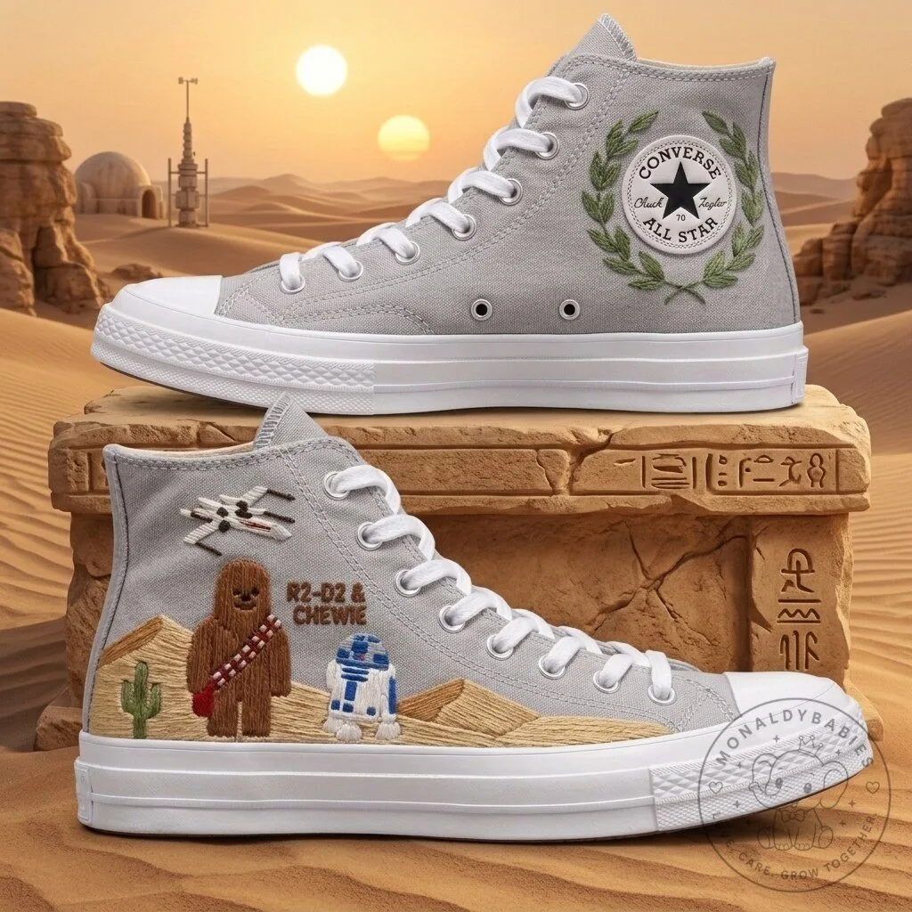 Star Wars R2-D2 and Chewbacca Embroidered Converse Chuck Taylor All Star Shoes 2 Star Wars R2-D2 and Chewbacca Embroidered Converse Chuck Taylor All Star Shoes